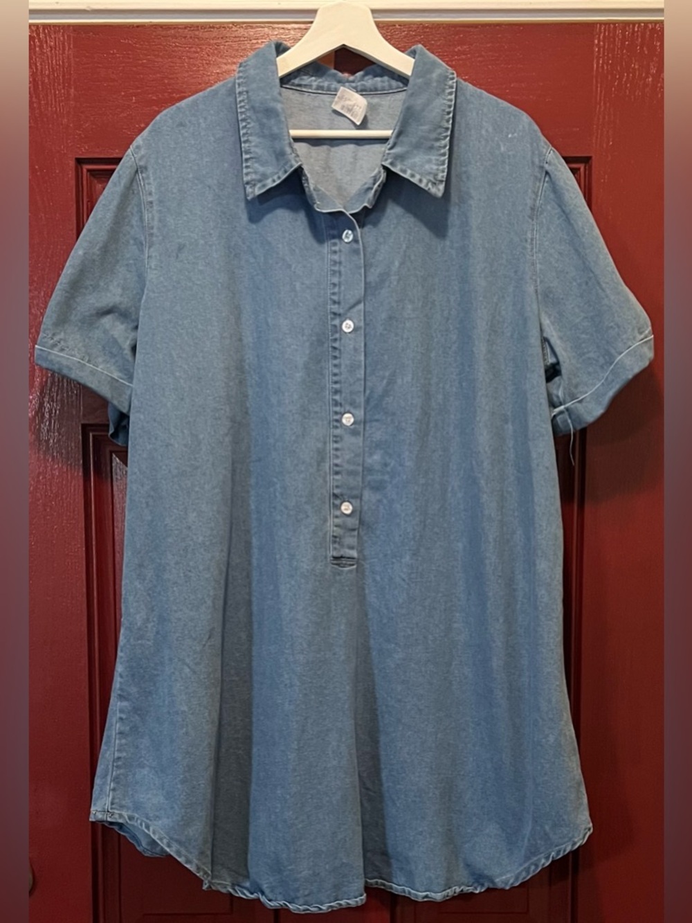 Casual Light Blue Denim Mini Dress - Relaxed Polo Style